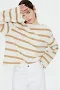 Ladies striped Boat-neck cotton Top